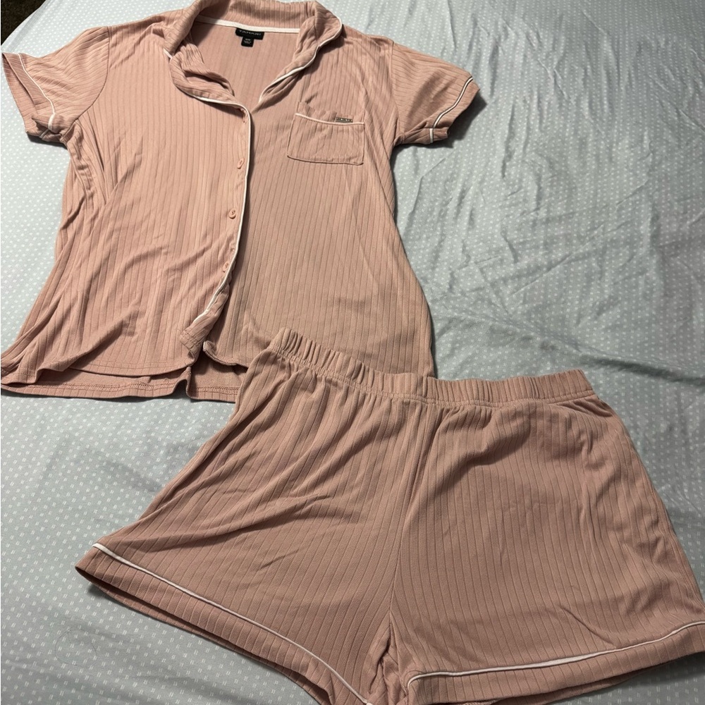 Tahari Light Pink Striped Pajama Set